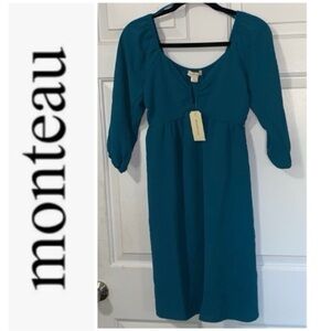 🌺 MONTEAU Los Angeles Gorgeous Teal Lightweight Dress NWT XS